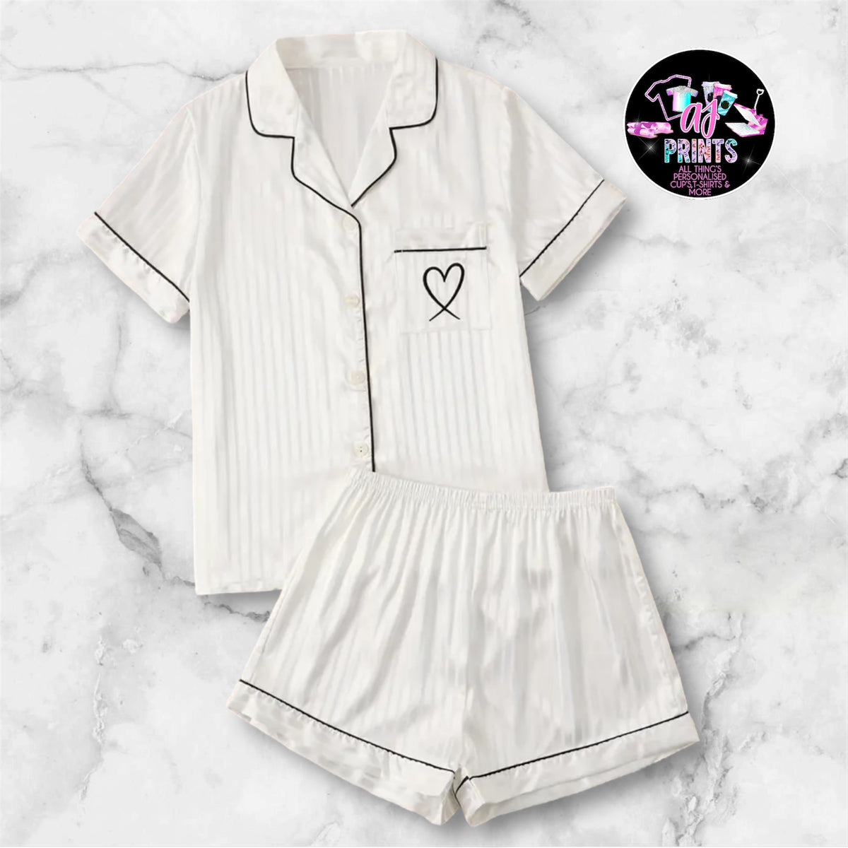 WHITE HEART SHORT PJ’S